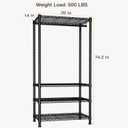 Ulif H2 Heavy Duty Clothes Rack, Freestanding 4 Tiers Garment Rack for Hanging Clothes with Shelves and Hangers, Closet Organizers and Storage Metal Closet Wardrobe System, Max Load 500 LBS, Black
