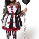 Spooktacular Creations Adult Creepy Clown Costume Women, Scary Jester Outfit for Adult Halloween Costume, Extra Large 