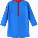 Disney Marvel Stitch Cars Spiderman Mickey Mouse Baby Boy Swimsuit Infant Toddler Bathing Suit UPF 50+ Zipper Long Sleeves (Blue)