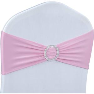 Babenest Spandex Chair Sashes Bows 100PCS Premium Stretch Chair Cover Band with Buckle Slider Universal Elastic Chair Ties for Wedding Party Ceremony Reception Banquet Decoration (Pink)