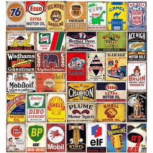 Reproduced Vintage Tin Sign Pack, Gas Oil Retro Advert Antique Metal Signs for Garage Man Cave Bar Kitchen, Nostalgic Car Decor, 8x12 Inch (31 Pieces B)