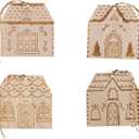 Gingerbread House Wood Gift Tags Set  8 Holiday Tags with Bakers Twine  2 Each of 4 Etched Designs  Gift Present Labels & Decorations