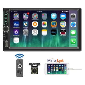 Leadfan 7inch Car Stereo Double Din Radio Touchscreen with Backup Camera Multimedia Car Audio Support Mirror Link, Bluetooth Caller ID, FM/MP3/MP4/USB/Subwoofer,Aux Input Car Audio Receivers
