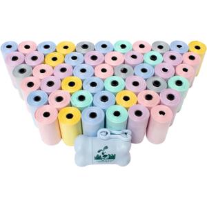 Downtown Pet Supply Unscented Poop Bags for Dogs with Dispenser, 1000 Count - Leak-Proof Dog Waste Bags and Bone-Shaped Dog Poop Bags Holder for Leash - Pastel Rainbow, 12.5" x 8.5"