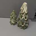 2PCS Hand Woven Christmas Tree Decor, Set of 11.8 Inch and 8.3Inch Tabletop Trees with Golden Berries, Farmhouse Winter Decor for Centerpiece, Mantel, Holiday Home Decorations (Sage Green and White)