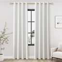 Ivory Linen Blackout Curtains 84 Length 2 Panels Set for Living Room Bedroom, 100% Black Out Thermal Insulated Linen Drapes, Room Darkening Grommet Curtains 84 Inches Long