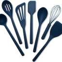GreenPan Silicone 7 Piece Cooking Utensil Set, Ladle, Turners, Spatula, Spoons, Whisk, Flexible Nonstick Kitchen Tools Rigid Steel Core, Heat-Resistant, Anti-Slip Handle BPA-Free Dishwasher Safe, Blue