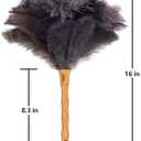 Aldwin Ostrich Feather Duster, 16 inch Ostrich Feather Duster with Wood Handle Reusable, Fluffy Natural Genuine Handheld Feather Duster for Cleaning Supplies, Home, Car, Office
