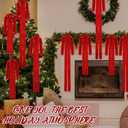 Janinka 12 Pcs 3 Sizes Red Velvet Bows Christmas Tree Ornaments Vintage Christmas Ribbon Bow for Tree Garland Rustic Wreath Indoor Xmas Decoration