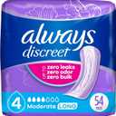 Always Discreet Adult Incontinence Pads for Women, Moderate Absorbency, Long Length, Postpartum Pads, 54 Count
