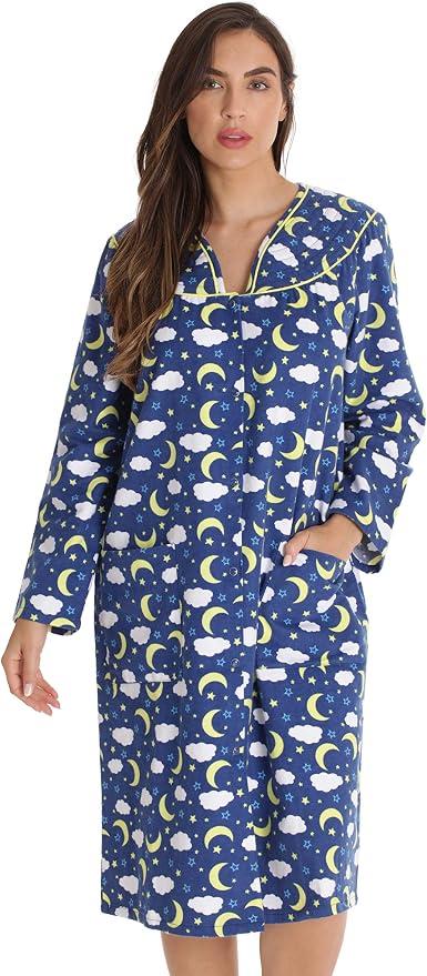 Dreamcrest Short Sleeve Flannel Duster Housecoat Women Sleepwear S
