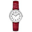 Women's Timex Easy Reader Watch with Leather Strap - Silver/Red TW2P68700JT