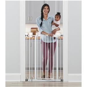 Regalo Easy Step 36" Extra Tall Walk Thru Baby Gate, Includes 4-Inch Extension Kit, 4 Pack of Pressure Mount Kit and 4 Pack Wall Cups and Mounting Kit, White