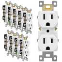 ENERLITES Duplex Receptacle Outlet, Residential Grade Electrical Wall Outlet, 15A 125V, Self-Grounding, 2-Pole, 3-Wire, UL Listed, 61581-W-10PCS, White (10 Pack)
