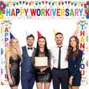 3 Pcs Happy Workiversary Party Banner We Appreciate Thank You for All You Do Backdrop Iridescent Work Anniversary Party Decor for Outdoor Men Women Office Employee Worker Appreciation