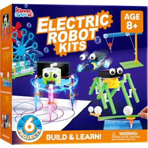 Klever Kits 6 in 1 Electric Robot Kits, Make Your Own Stem Toys for Ages 8-13, Stem Activities Educational Science Kits for Boys and Girls Birthday Gifts