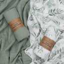 Organic Baby Muslin Swaddle Blankets for Boy or Girl - Eucalyptus Leaves and Sage Swaddling Blanket 2 Pack - Soft Muslin, XLarge and Breathable, Boho Baby, 47" X 47"
