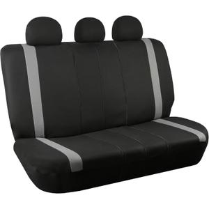 FH Group Car Back Seat Cover, Gray Cloth - Universal Fit Rear Seat with Rear Split Bench, Seat Protector for Dogs and Kids, Interior Accessories for SUV, Sedan and Van,Gray, Rear Set