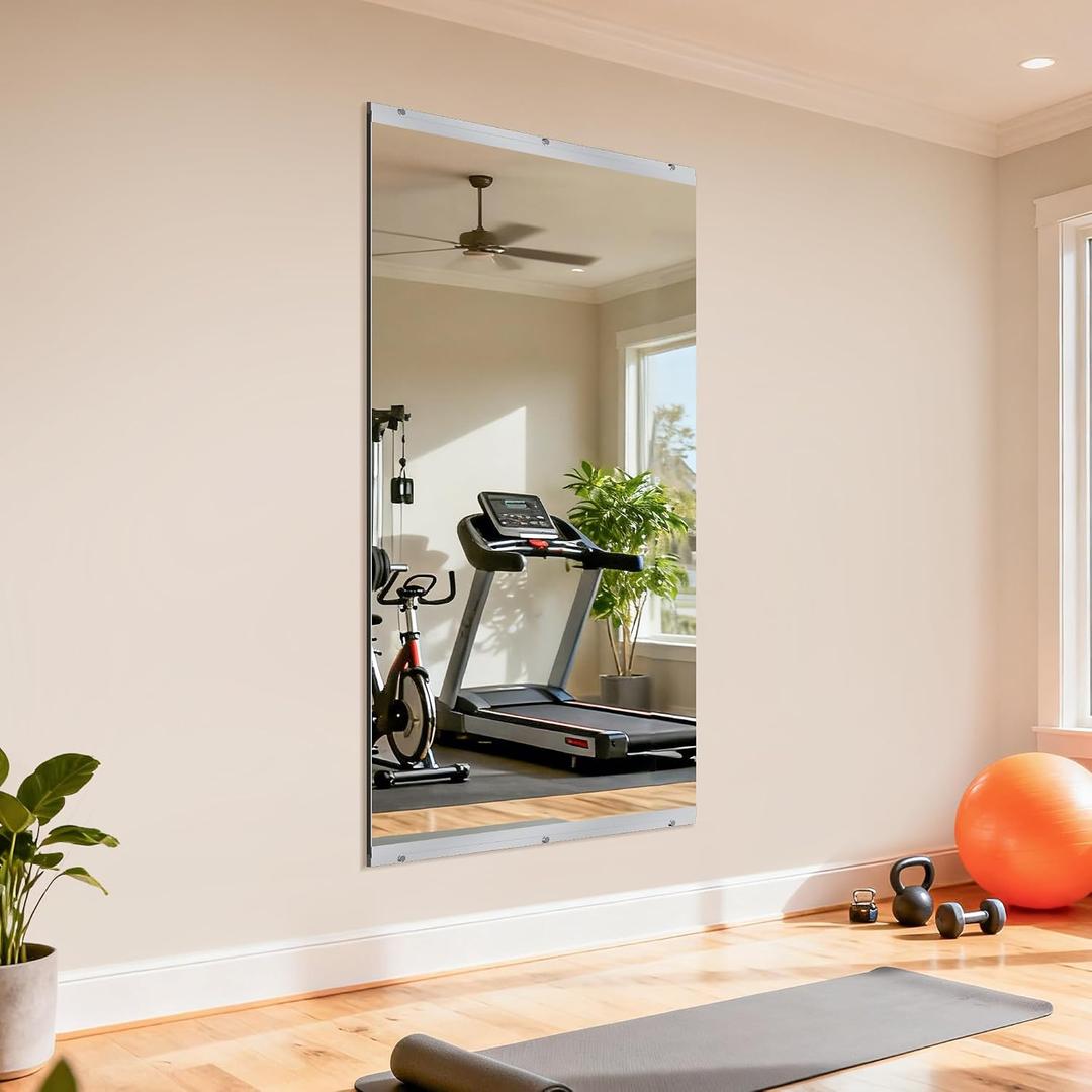 72''x36'' Exercise Mirror for Home Gym Full Length, Garage Gym Wall Mirror, Large Workout Mirrors Frameless Tempered Glass for Gym, Yoga, Bedroom, Dance Studio, Living Room