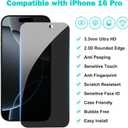 PEHAEL 3+3 Pack for iPhone 16 Pro Privacy Screen Protector with Camera Lens Protector Full Coverage Anti-Spy Tempered Glass Film 9H Hardness Easy Installation Bubble Free [6.3 inch]