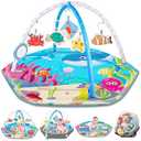 Baby Gyms Play Mats, 8-in-1 Tummy Time Mat & Ball Pit, Baby Play Mats for Floor, Baby Play Gym Floor Play Mat, Baby Activity Gym Mat, Infant Play Mats for Babies and Toddlers 0-3-6-12 Months (Blue)