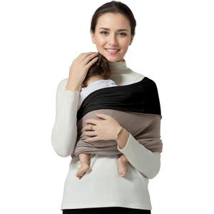 Baby Wrap Carrier, Lightweight Baby Wearing Wraps for Newborn and Infant, Soft Swaddle Holder Carrier, Cozy Baby Sling, L Black+Brown