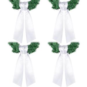 VitalCozy 4 Pcs Wreath Sash for Front Door Blank Wreath Sash Accessories Embroidery Plain Blanks for Embroidery Monogram Party Farmhouse Indoor Outdoor Wedding Decor (4.49" X 56.30",White)