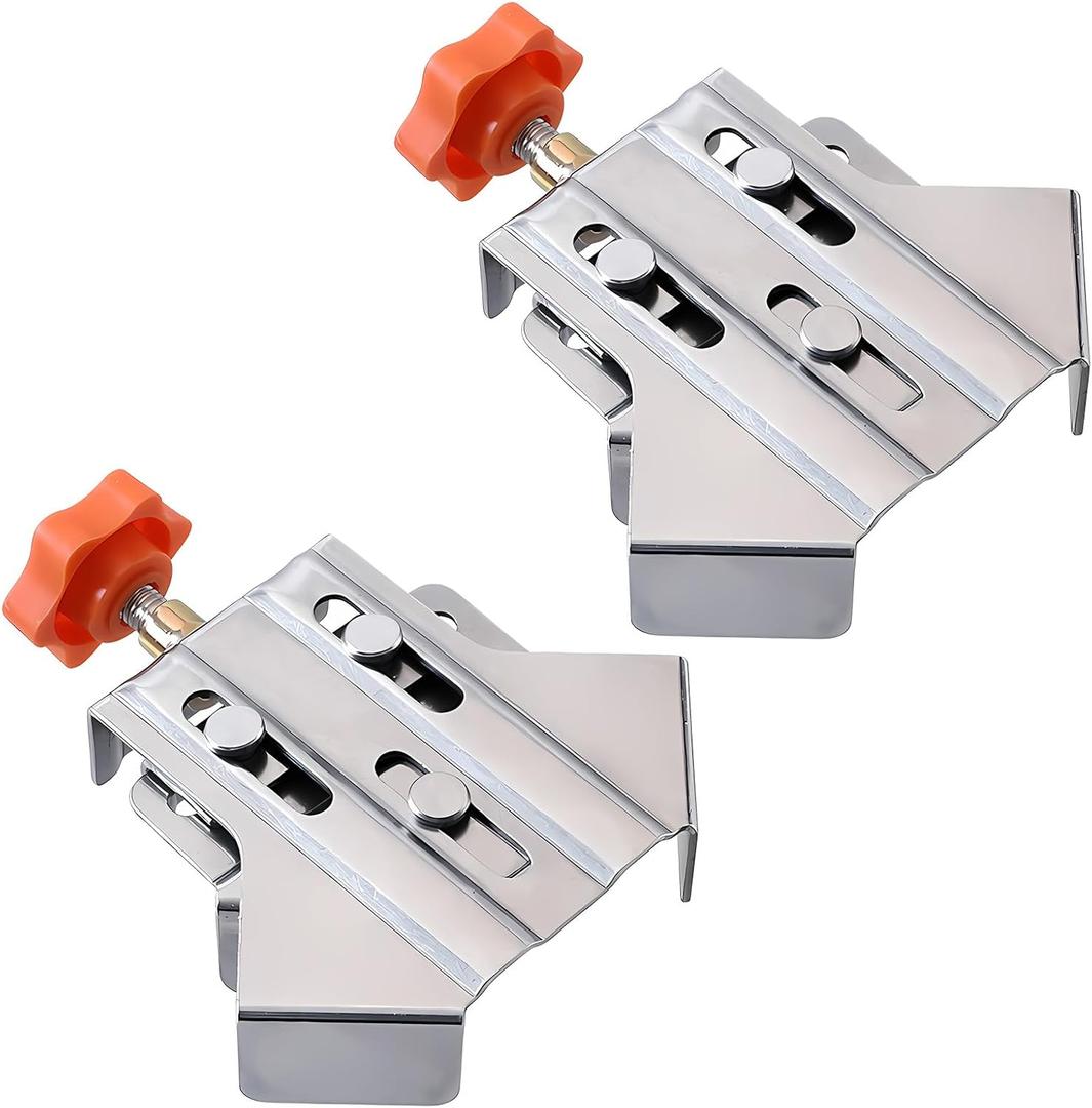 Owfeel 2pcs Stainless Steel Right Corner Clamp,90 Degree Right Angle Clamp For Woodworking,Right Angle Clip Fixer,Single Handle Clamps for Woodworking, Photo Framing (Open)