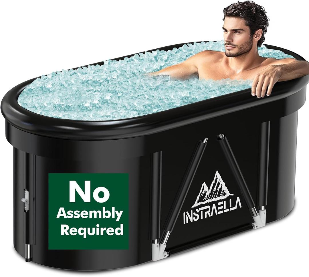 Ice Bath Tub, Installation-free Outdoor Cold Plunge Tub, Upgrade Large Oval Ice Bath with Air Ring for Athletes, Collapsible Portable Full-Body Cold Recovery at Home Gym