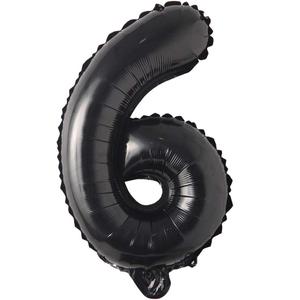 16" inch Single Black Alphabet Letter number Balloons Aluminum Hanging Foil Film Balloon Wedding Birthday party decoration banner Air Mylar Balloons (16 inch Black 6)