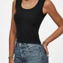 Women Wide Strap Ribbed Cropped Tank Tops 2026 Summer Trendy Crop Top Tight Fit Basic Sleeveless Camisole (Black, M)