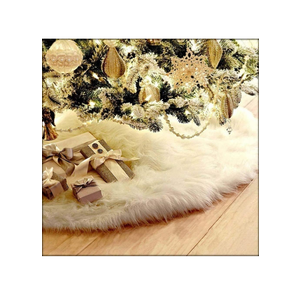 30 Inch Faux Fur Christmas Tree Skirt White Plush Skirt for Merry Christmas Party Christmas Tree Decoration