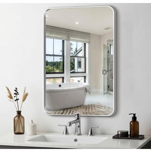 Delma Bathroom Vanity Mirror, Silver Framed Mirror for Over Sink, 30x20