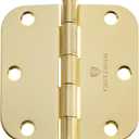 Cauldham (12 Pack) Heavy-Duty 3-1/2" Interior Door Hinges with 5/8" Radius Corners - Brass