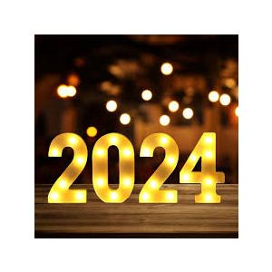 LED Light Up Number 2024 for New Year Christmas Party Decor, Marquee Graduation Party Decor, 4 Lights