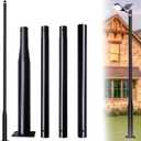 13Ft Tall Street Light Pole for Outside, Galvanized Steel Solar Street Lamp Post Perfect for Outdoor Lights Exterior Backyard Camera Porch Parking Lot with Mounting Rebar Cage(Black)