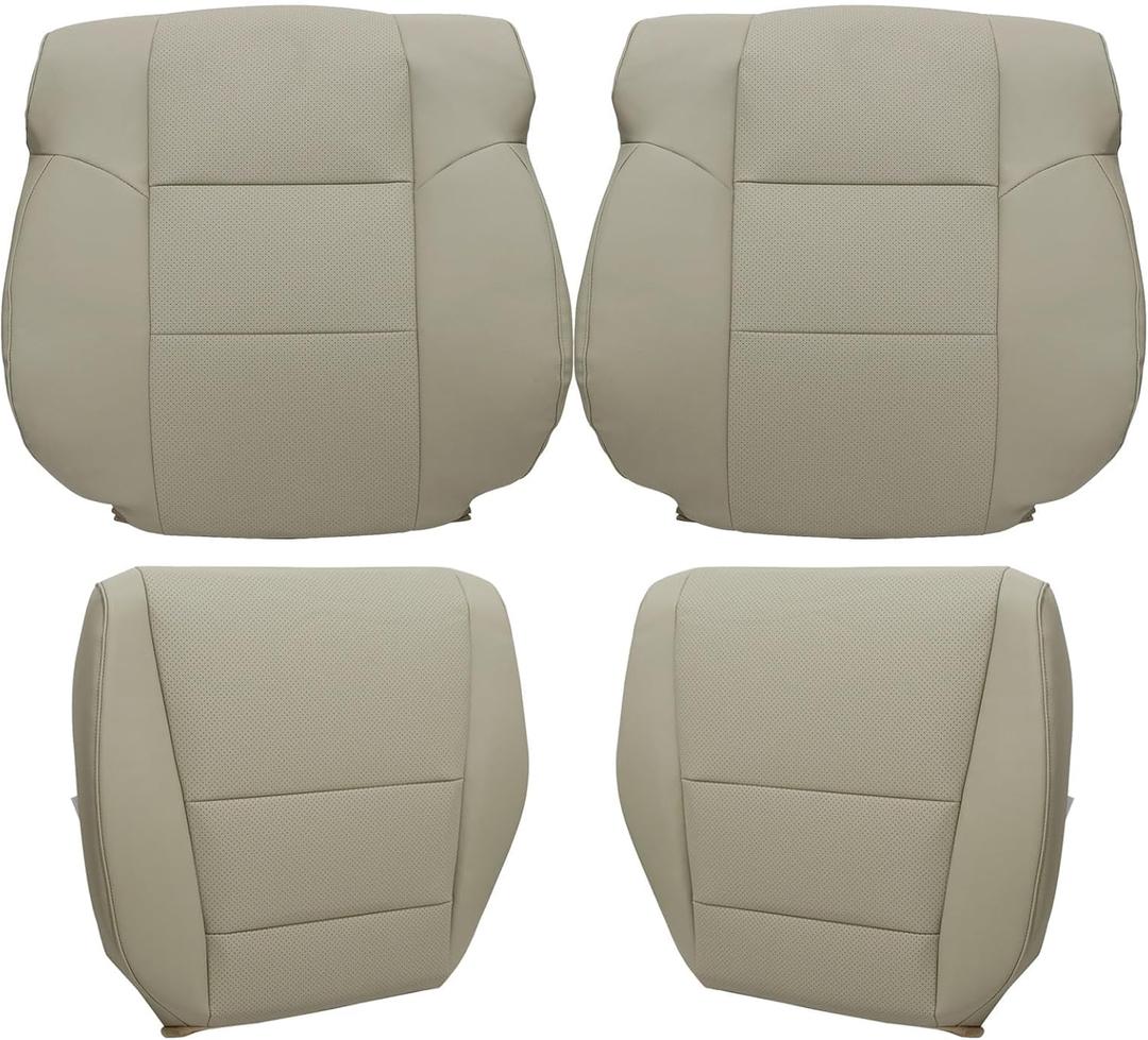 SecosAutoparts Driver & Passenger Bottom & Top Perforated Leather Replacement Seat Covers Tan Compatible with Acura TSX 2009 2010 2011 2012 2013 2014