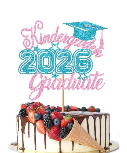 Crseniny Grad Cake Topper，Class Of 2026 Cake Topper 2026 Kindergarten Graduation Happy Graduation Cake Decoration，Kindergarten Graduation Preschool Graduation Party Supplies(Kindergarten Pink Blue)