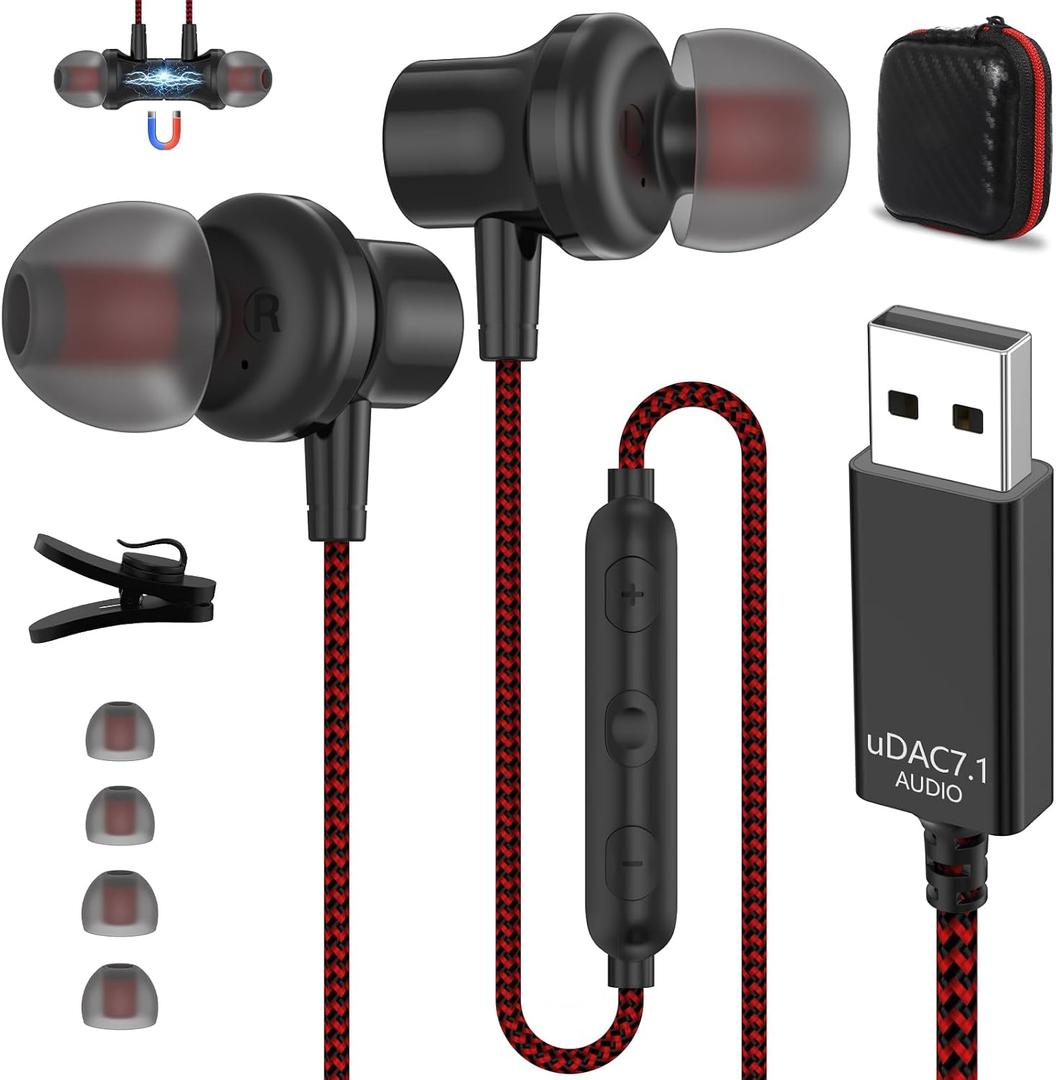 ASKUBSKU USB Headset with Microphone for Laptop, USB Headphones for Computer, Wired Earphones with Mic in-Line Stereo, Noise Canceling Mic Classroom Headphones Headsets for Surface/Switch/PC, 3.9Ft