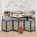 Extra Wide Dog Gate 110 inches Wide, Freestanding Pet Gate for The House Doorway, Pet Puppy Barrier, Support Feet Included, Black,6 Panels