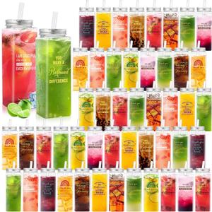 Maxdot 48 Pcs Large Square Thank You Cups Bulk 17 oz Employee Appreciation Gifts Plastic Cups Inspirational Gifts Reusable Acrylic Skinny Tumbler with Lid Straw for Staff Coworker Teacher