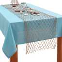 SATINIOR 1 Pcs Fish Net Party Decorations Fishing Net Table Runner Decorative Nautical Cotton Fishnet for Pirate Mermaid Hawaiian Ocean Beach Under the Sea Themed Party Decor (Linen)