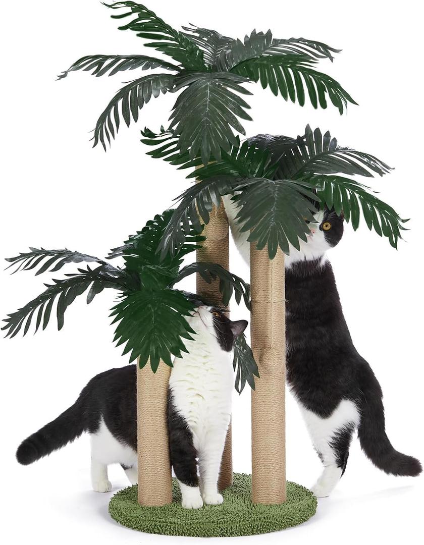 31.5Inch Cat Scratching Post,Cat Scratcher Tree with 3 Scratching Poles & 2 Interactive Dangling Balls,Cats Scratching Posts for Indoor Kitten & Adult Cats