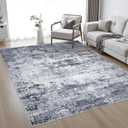 Area Rugs Living Room Rug - 5x7 Washable Modern Abstract Soft Neutral Non-Slip Carpet Large Indoor Floor Thin Carpets for Bedroom Dining Room Farmhouse Nursery Home Office Brown Black Grey
