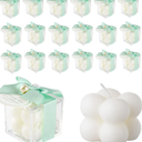 ACITHGL 30 Sets Fully Assembled Small Bubble Candle Party Favors for Guests Bulk Bridal Showers Favors Candles with Stylish Ribbons Thank You Cards Gifts (Green)
