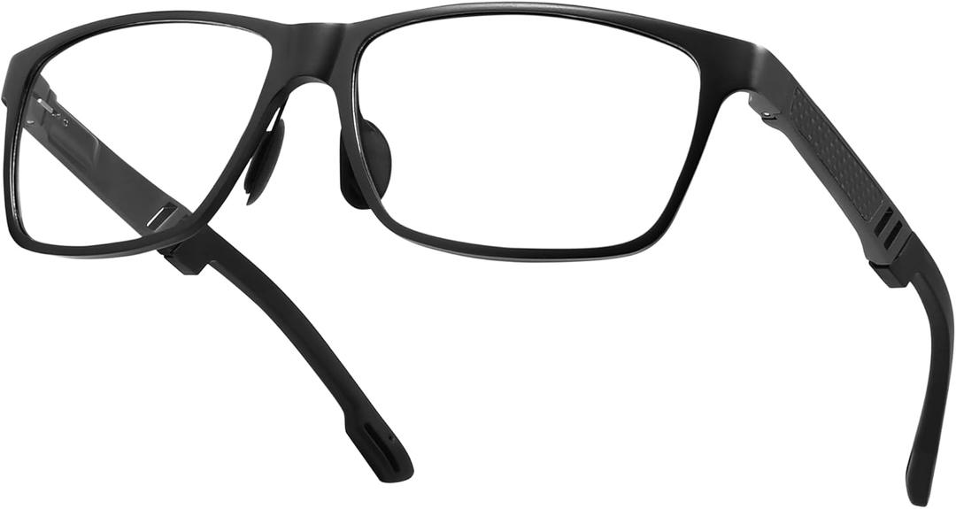 IBOANN Carbon Lightweight Blue Light Blocking Glasses for Men, Metal Frame Computer & Gaming Glasses - All-Day Screen Comfort (Black)