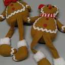 BALONAR 15Inch Large Size Christmas Plush Gingerbread Man Boy Girl Figures with Chef Hat Bowknot Christmas Ornament Home Decorations Doll Soft Door Window Table Tree Holiday Xmas Season Decor