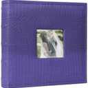 RECUTMS Photo Album with Memo Hold 100 4x6 Photos with Memo Areas, Slip in Pockets PU Leather Cover Small Photo Book with Front Window for Memories Couple Kids Family Pictures (Purple)