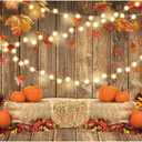 Funnytree 7x5FT Fall Pumpkin Photography Backdrop Autumn Thanksgiving Harvest Hay Leaves Wooden Background Sunflower Maple Baby Shower Banner Decoration Party Supplies Photo Booth Prop
