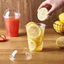 [100 Sets-16 oz.] Plastic Cups With Dome Straw Slot Lids PET Crystal Clear Disposable Togo Cup BPA Free For Party Ice Cold Drinks Coffee Tea Parfait Dessert Smoothie Bubble Boba Fruit Milkshake Slush